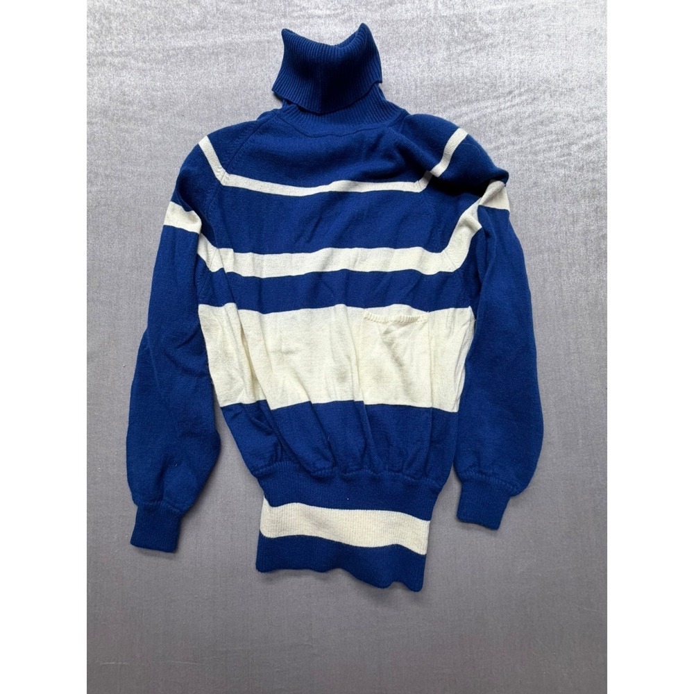 Vintage Liz‎ Claiborne Sweater Front Chest Pocket Lambs Wool Acrylic Small Blue